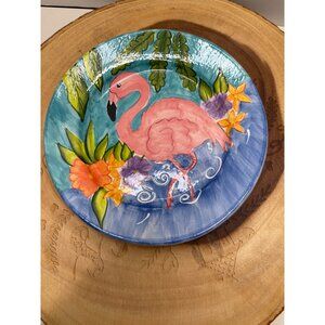Hand-Painted Flamingo Ceramic Dinner‎ Plate By HausenWare